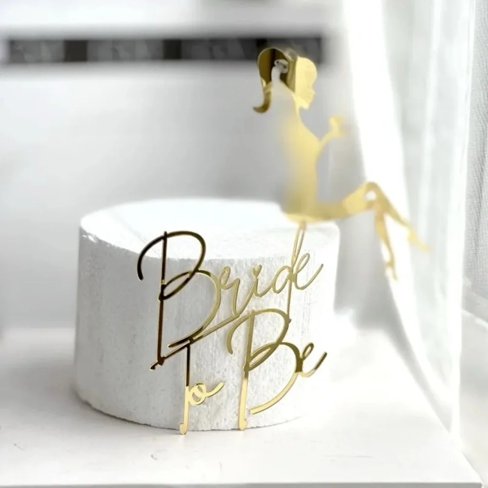 NEW | 2-piece Set Design | Bride To Be Party Cake Topper | Gold Acrylic
